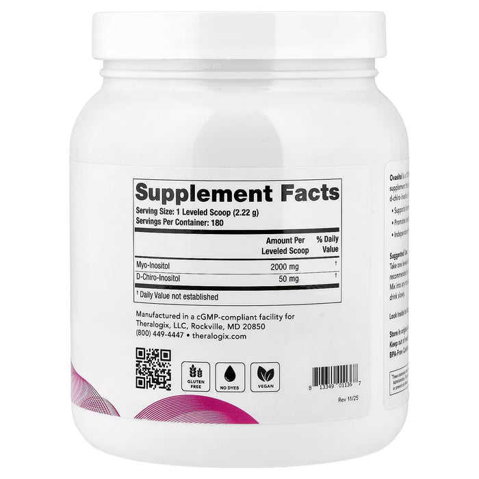 Theralogix, Ovasitol®, suplemento en polvo de inositol, 400 g (14.12 oz)