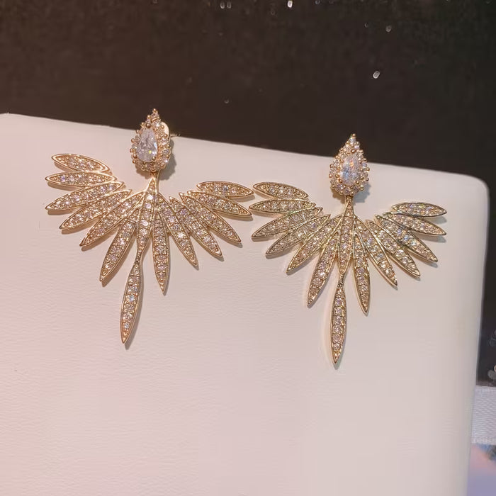 1 par de Exquisitos y Deslumbrantes Accesorios Esenciales para Fiestas, Aretes de Alas de Ángel de Doble Uso