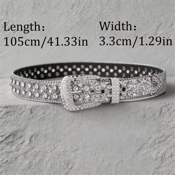 Cinturón para hombre estilo Punk, ancho decorado con lentejuelas brillantes