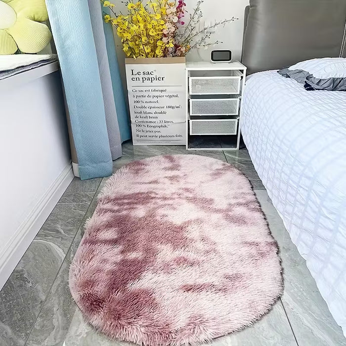 1 alfombra ovalada con textura shaggy, suave y esponjosa, ideal para salas de estar