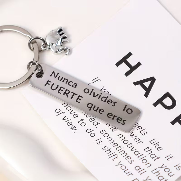 Colgante de Acero Inoxidable con Elefante Motivacional y Letras