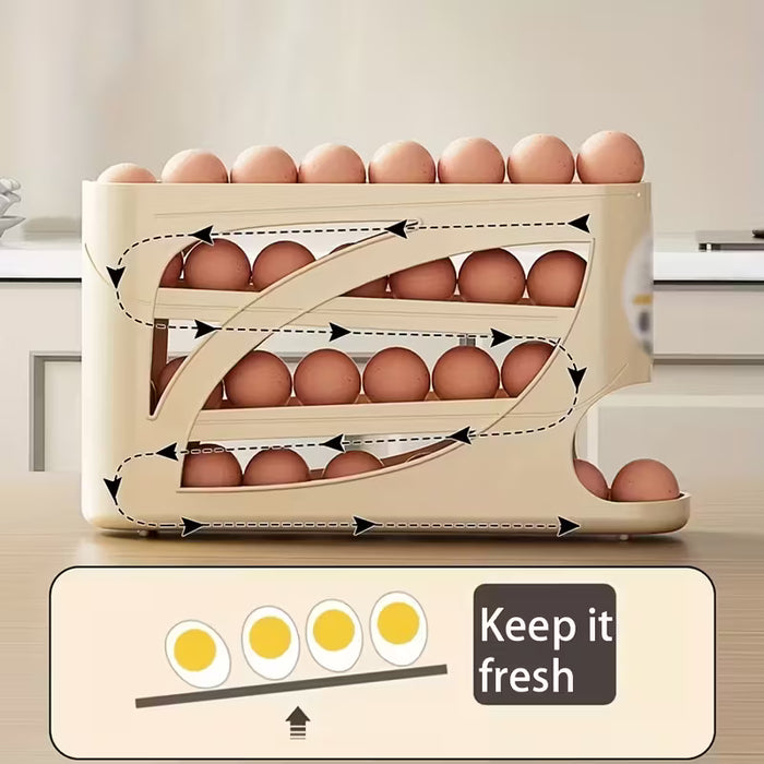 1 pieza, soporte de huevos pila, diseño deslizante automático, organizador de gran capacidad