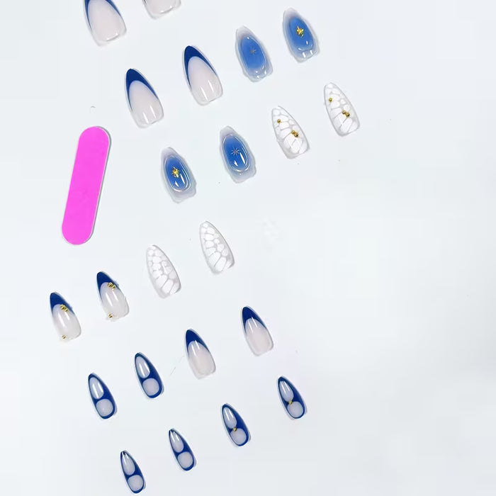 24pcs uñas con forma de almendra, diseño de rayas de cocodrilo