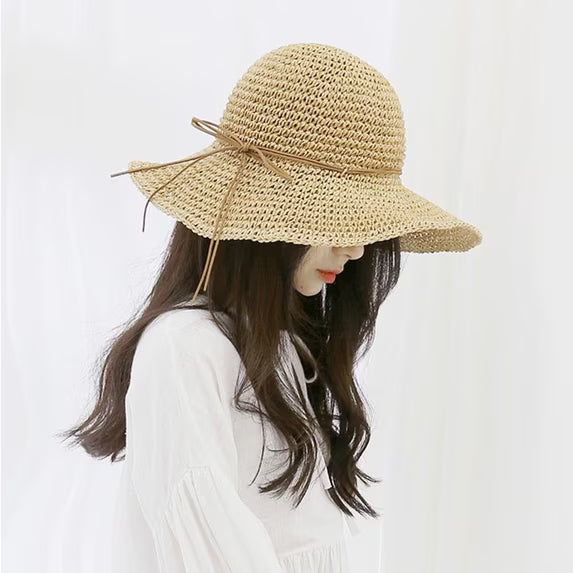 Sombreros de paja para mujer de playa plegables y flexibles