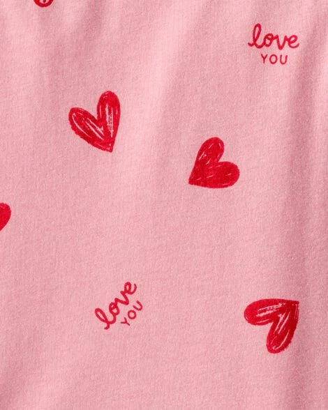 Vestido de manga larga con corazón para niña - Rosa