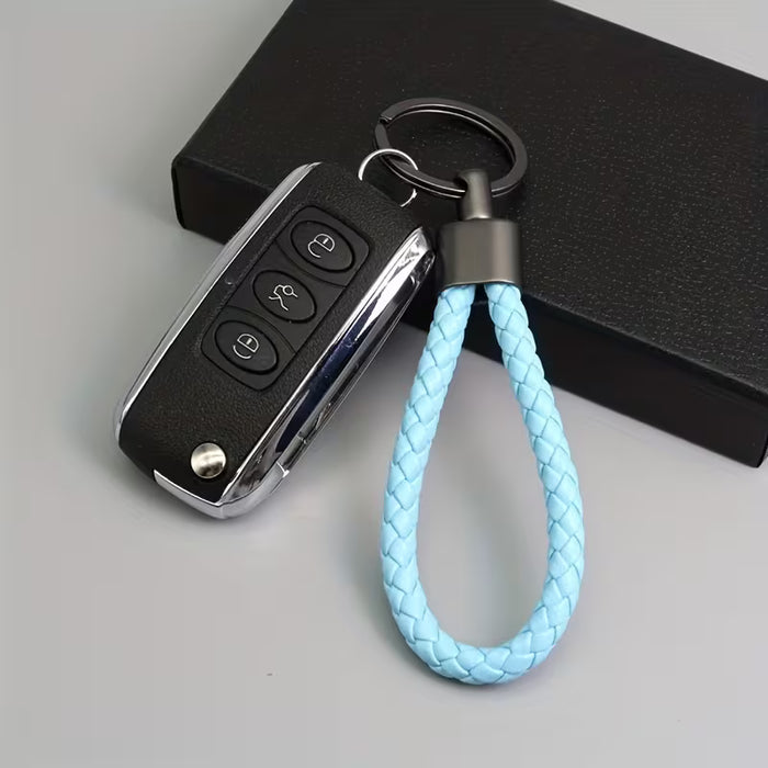 1 Llavero tejido de cuero PU para coche con hebilla de aleación de Zinc