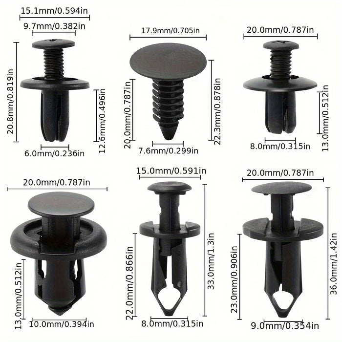 200 piezas de remaches de plástico de 8 mm para coche, adecuados para fijación de molduras de puerta