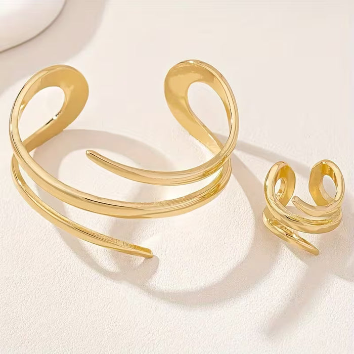 Conjunto de pulsera y anillo para mujer, estilo europeo y americano