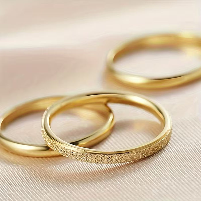 Juego de 3 anillos minimalistas hechos de acero inoxidable 201