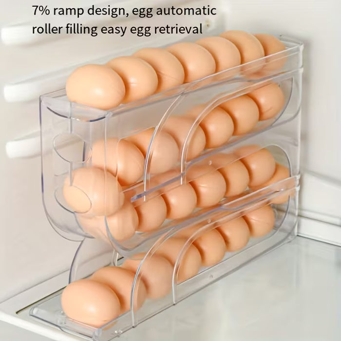 Estante 3 niveles almacenar huevos deslizante automático en refrigerador