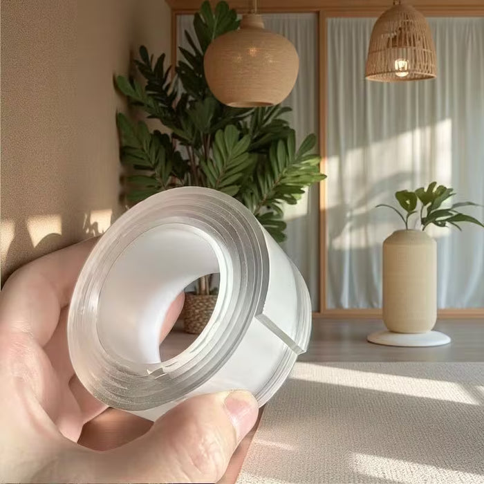 1 Rollo de Cinta Nano Adhesiva Transparente de Doble Cara de 5 M