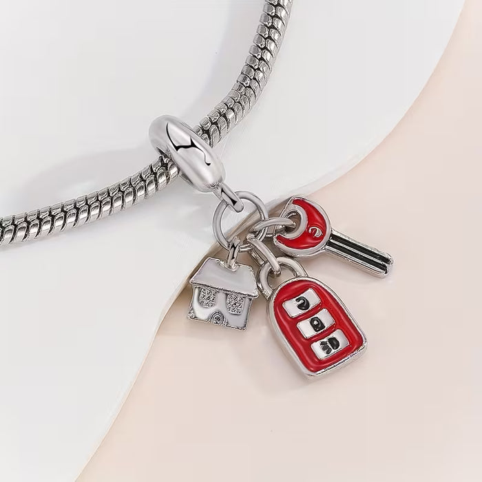 Colgante de 1 pieza de llave de cabaña y mando a distancia de coche, adecuado para hacer pulseras, collares