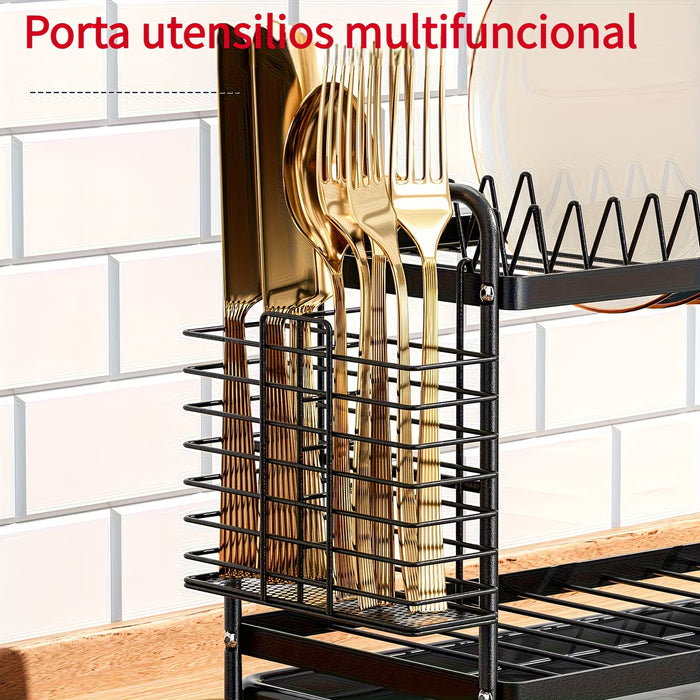 1pc Escurridor de Platos de 2 Niveles para Utensilios de Cocina