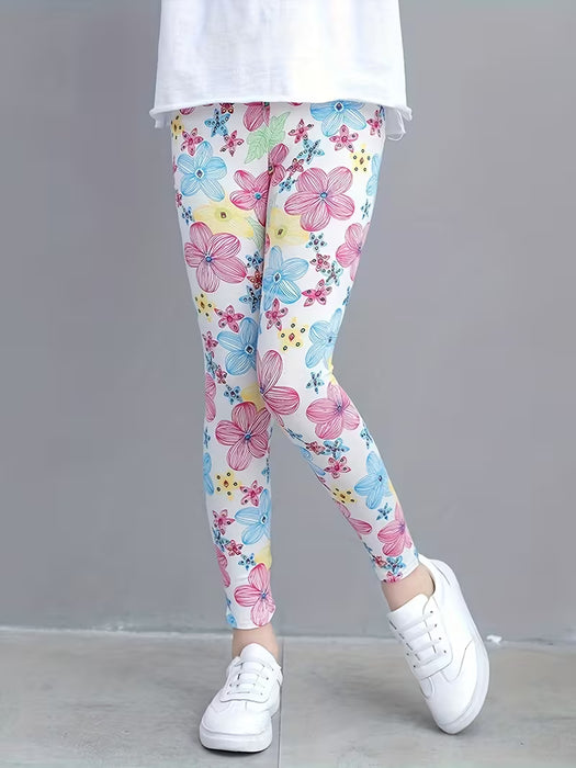 Conjunto de cinco piezas de leggings estampados de nueve puntos para niñas