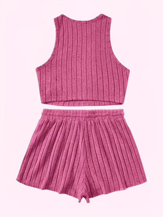 Conjunto de camiseta sin mangas y shorts de vacaciones de verano para mujer