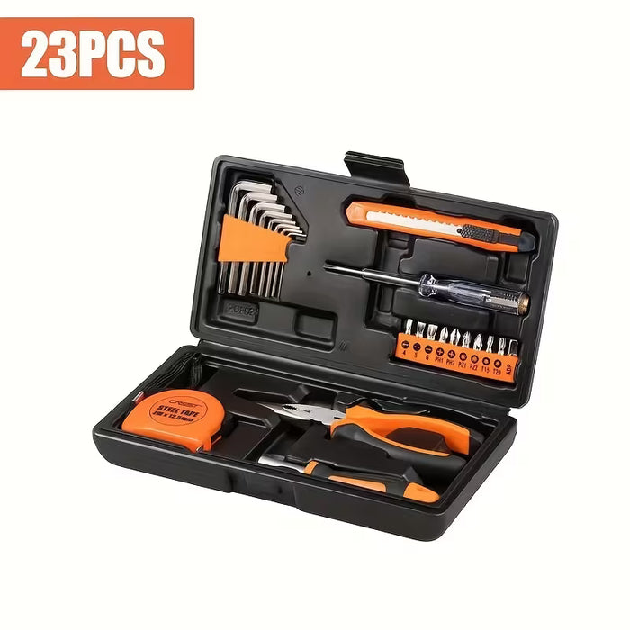 Juego de herramientas de mano multiusos de 23 piezas, Kit de reparación completo para el hogar