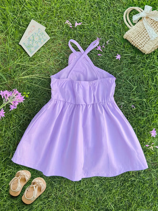 Vestido sin tirantes con cuello de tirante halter para niña, bonito y elegante