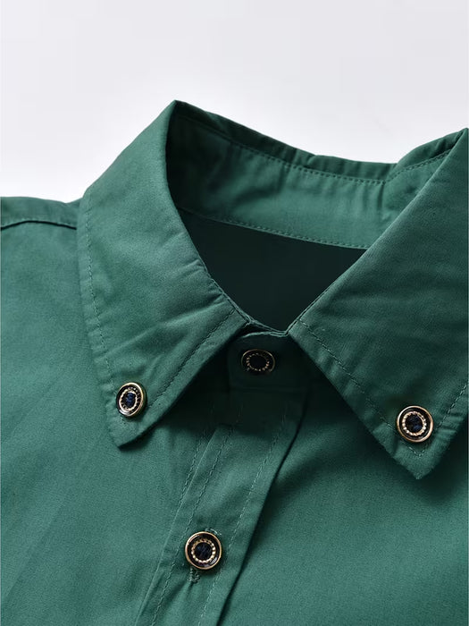 Camisa de verano verde de manga larga  formal y cómoda para niños