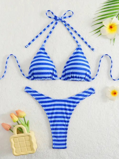 Bikini de Triángulo Mini para Mujer, Estampado a Rayas, para mujer