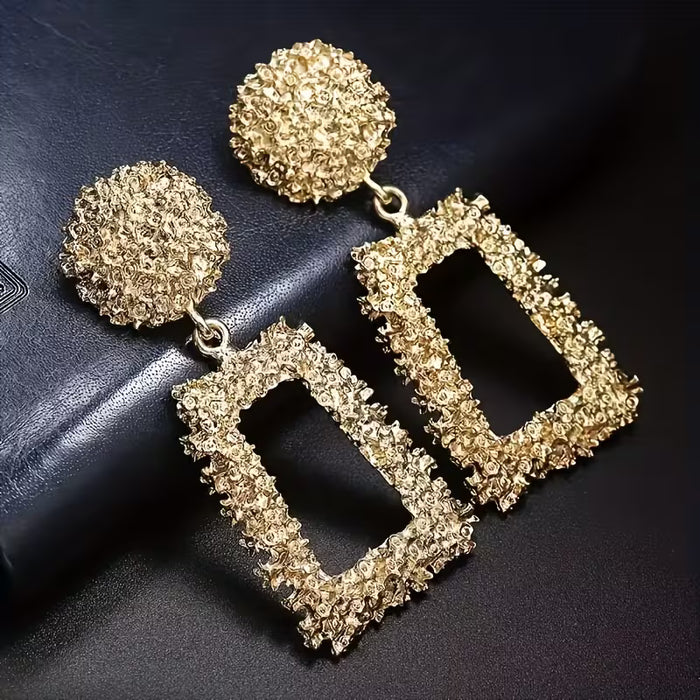 SHEIN Aretes Geométricos de Moda Mate Exagerados y Grandes, Aretes Largos
