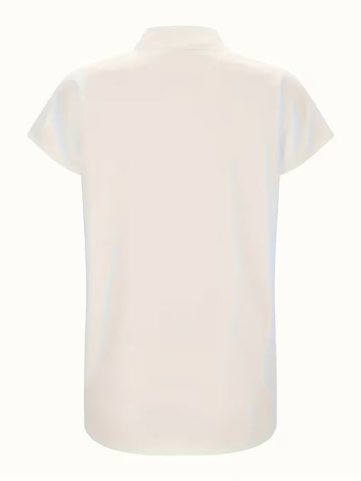 Camisa Elegante de Manga Corta con Estampado de Libélula y Botones Inclinados para Mujer