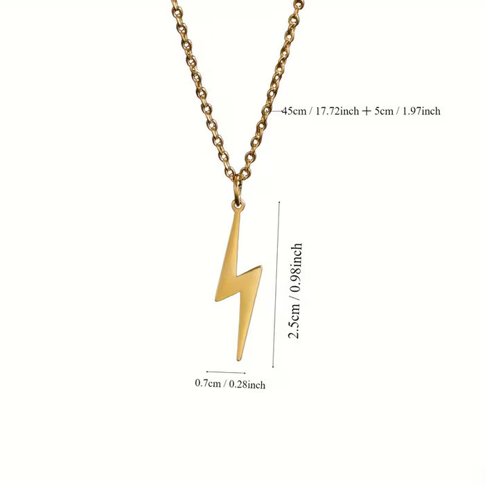 Collar con Colgante de Rayo en Acero Inoxidable Dorado - Diseño Elegante y Minimalista para Mujeres
