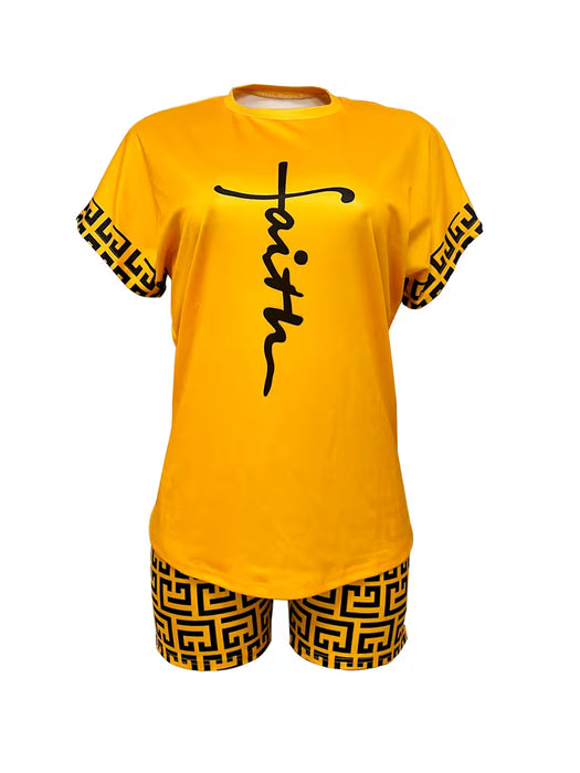 Conjunto de ropa de mujer transfronteriza, con estampado y pantalón corto