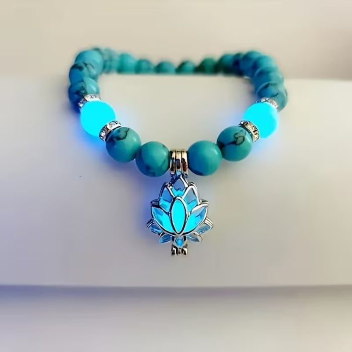Turquesa Yoga Glow para pulsera de loto, accesorio de moda fluorescente