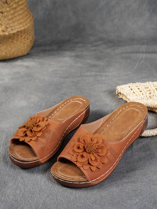 Sandalias de mujer de suela blanda con tacón grueso y dedos al descubierto