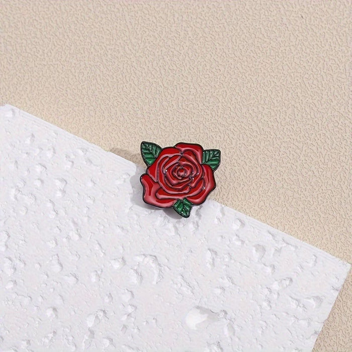 Shein Broche acrílico plano 2D de rosa y mezclilla botánica