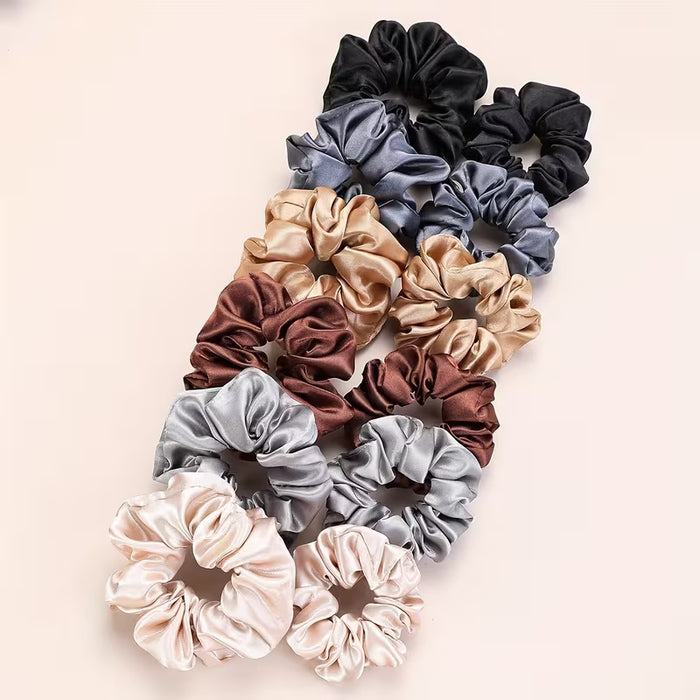 5pcs Lazos para el Cabello de Mujer de Color Sólido Simple y Aleatorios