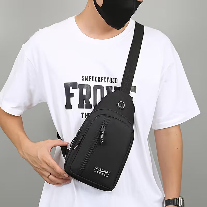 Bolso cruzado de pecho multiusos, mochila bandolera ligera con bolsillo frontal elevado