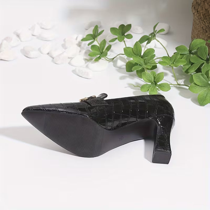 Zapatos de mujer de estilo europeo y americano, tacones altos gruesos, empeine profundo