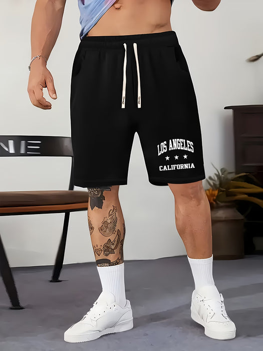 Pantalones cortos deportivos para hombre con estampado de letras de California Los Ángeles