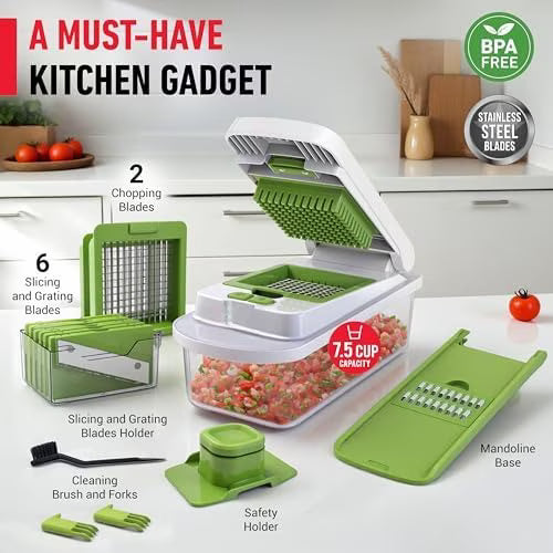 Mueller Pro-Series 10 en 1, picadora de verduras de 8 cuchillas
