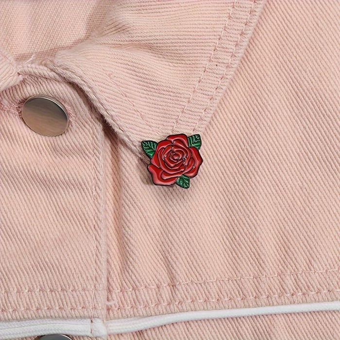 Shein Broche acrílico plano 2D de rosa y mezclilla botánica