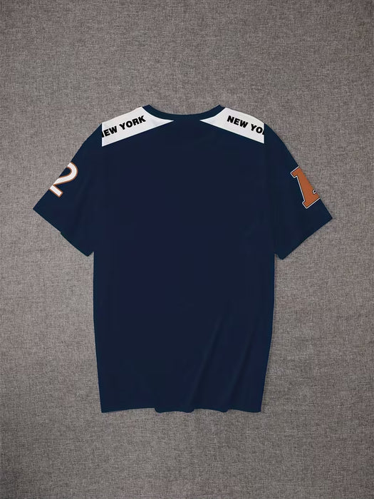 Camiseta casual de hombre con estampado de letras NUEVA YORK