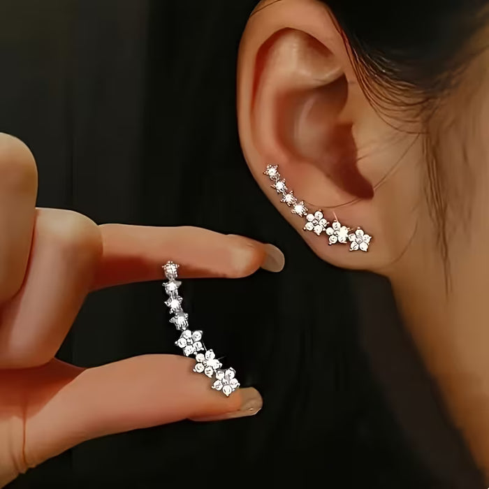 1 Par de Aretes de Punta Coreanos Fáciles de Colocar con Diamantes de Imitación