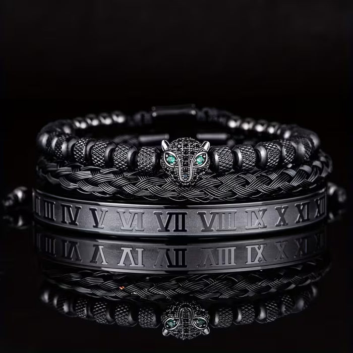 Juego de 3 piezas de pulsera trenzada clásica hecha a mano estilo hip hop para hombre