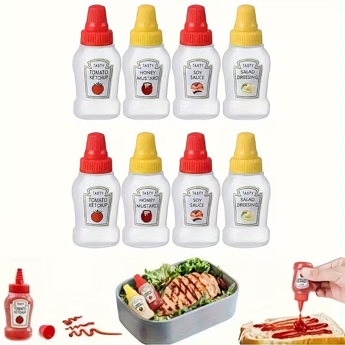 Juego de 4 mini botellas de kétchup, botellas exprimibles de plástico