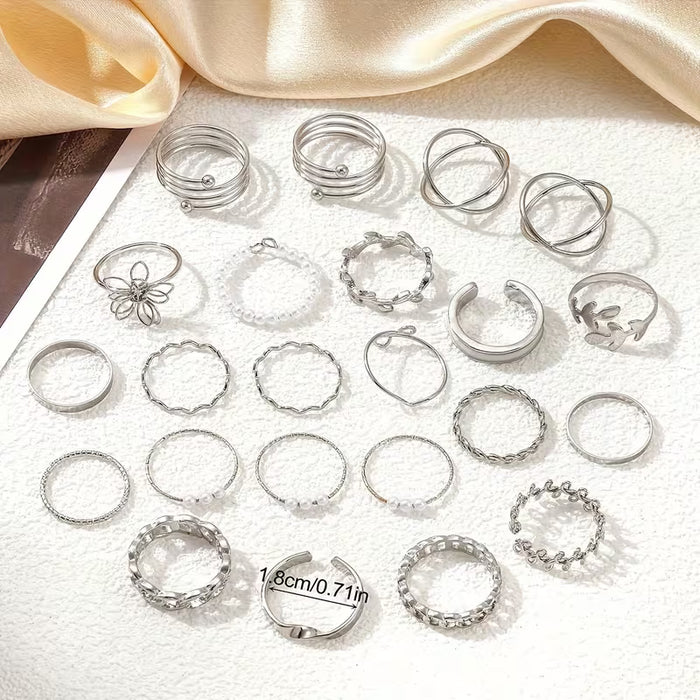 Set de 21 anillos geométricos irregulares de moda para mujer