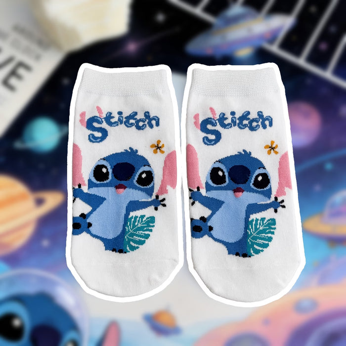 5 pares de calcetines de ganchillo modernos y adorables con el diseño de Stitch de Disney