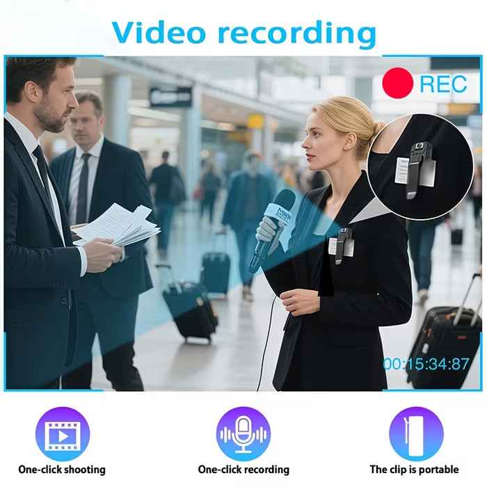 Cámara portátil 1080P, compacta y ligera, capaz de grabar audio y video