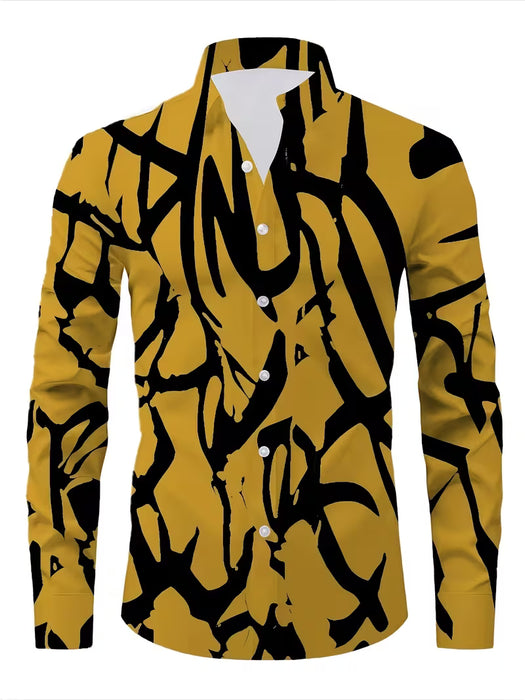 Camisa de manga larga para hombre, estilo europeo y americano, con estampado digital