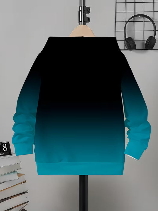 Sudadera con capucha de gradientes de París para niños, casual, manga larga