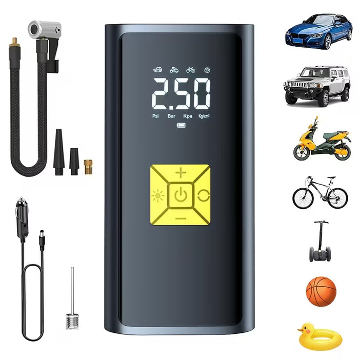 Compresor de aire para neumáticos (150 PSI) digital portátil con luz LED para coches