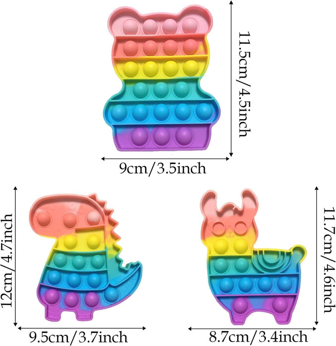 3pcs de juguetes antiestrés Fidget Popper, divertidos Rainbow Push Fun, burbujas sensoriales - Quierox - Tienda Online