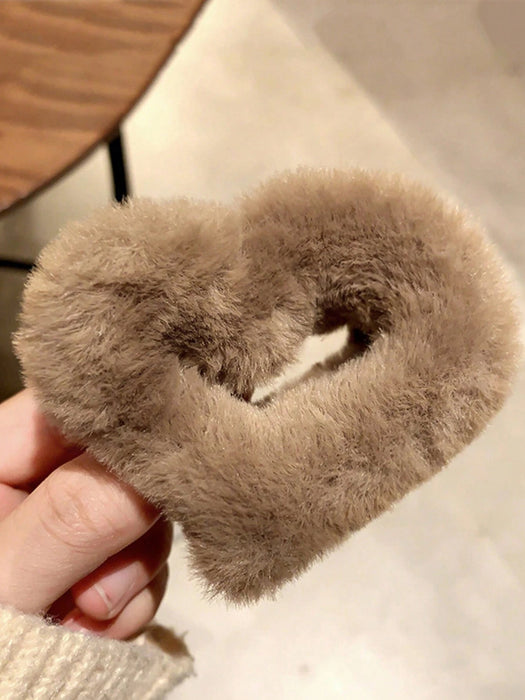 3pcs Ganchos de pelo de peluche con forma de corazón, para uso casual diario - Quierox - Tienda Online