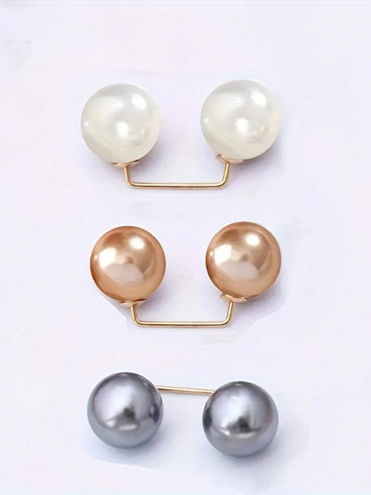 SHEIN 3 broches de perlas para ropa antideslizante para ceñir la cintura de vestidos