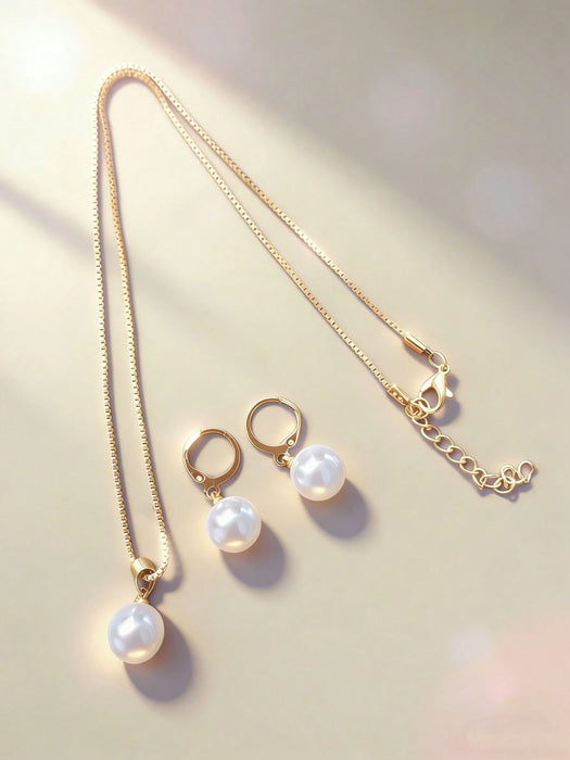 SHEIN Juego de 3 piezas de joyería con perlas de imitación.